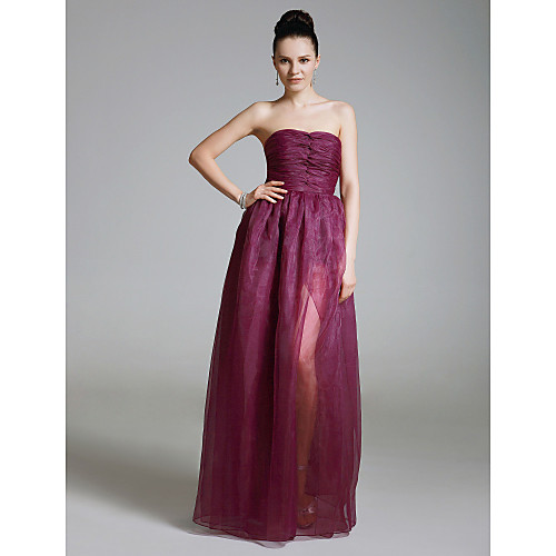 

Sheath / Column All Celebrity Styles Inspired by Golden Globe Open Back Prom Formal Evening Military Ball Dress Sweetheart Neckline Strapless Sleeveless Floor Length Organza with Ruched Split Front