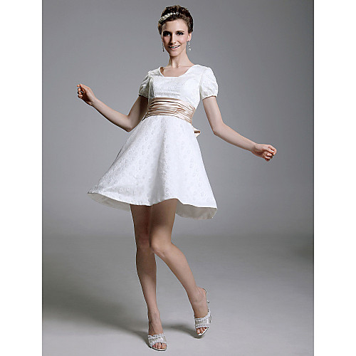 

Ball Gown Celebrity Style All Celebrity Styles Inspired by TV Stars Holiday Graduation Cocktail Party Dress Square Neck Short Sleeve Short / Mini Lace with Lace Sash / Ribbon Bow(s) 2021
