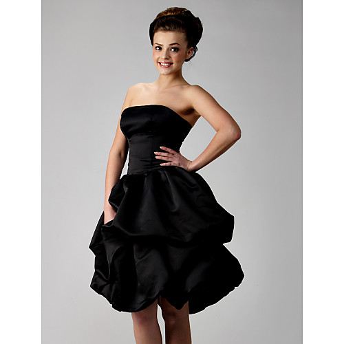 

Ball Gown Homecoming Cocktail Party Wedding Party Dress Strapless Sleeveless Knee Length Satin with Pick Up Skirt Sash / Ribbon Bow(s) 2021