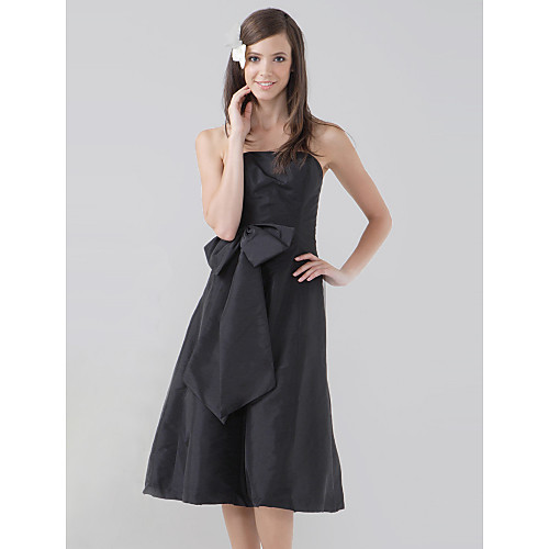 

A-Line Strapless Knee Length Taffeta Bridesmaid Dress with Sash / Ribbon / Bow(s)