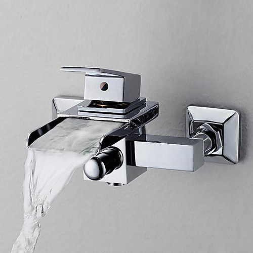 

Bathtub Faucet - Contemporary Chrome Ceramic Valve Bath Shower Mixer Taps / Brass