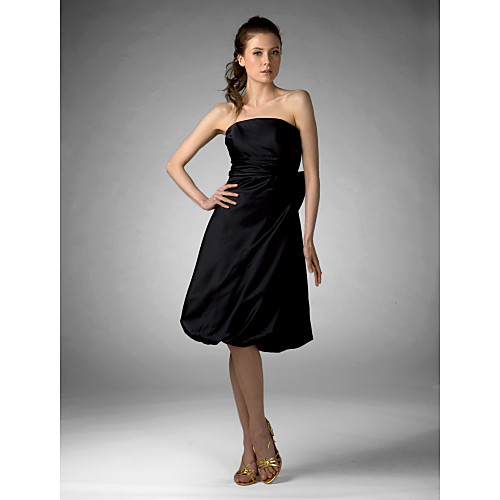 

Princess / A-Line Strapless Knee Length Satin Bridesmaid Dress with Bow(s)