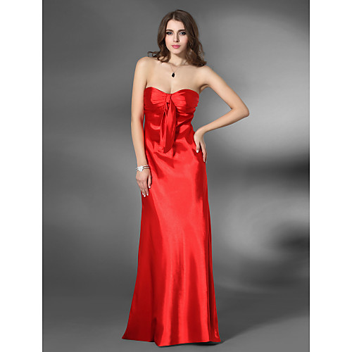 

Sheath / Column Formal Evening Dress Sweetheart Neckline Strapless Sleeveless Floor Length Stretch Satin with Ruched 2021