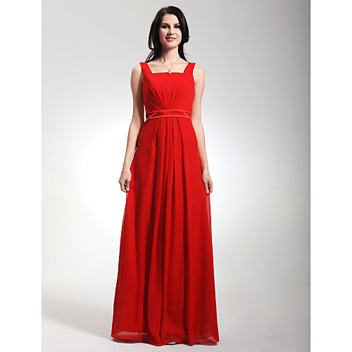 

Sheath / Column Straps Floor Length Chiffon / Stretch Satin Bridesmaid Dress with Draping