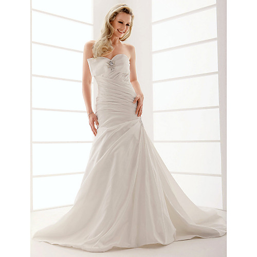 

Mermaid / Trumpet Wedding Dresses Sweetheart Neckline Strapless Sweep / Brush Train Taffeta Sleeveless with 2021