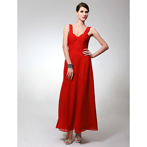 

Sheath / Column Straps Ankle Length Chiffon Bridesmaid Dress with Ruched