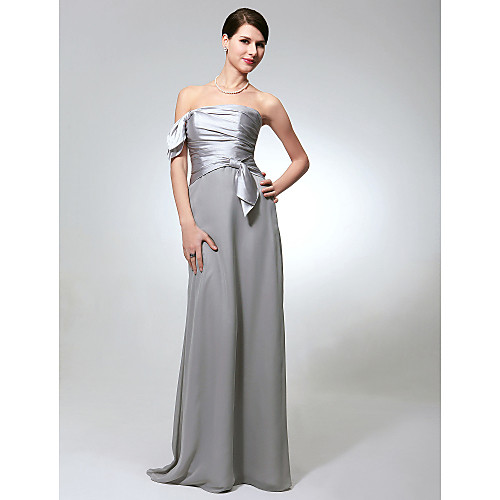 

Sheath / Column Strapless Floor Length Chiffon / Charmeuse Bridesmaid Dress with Bow(s) / Side Draping
