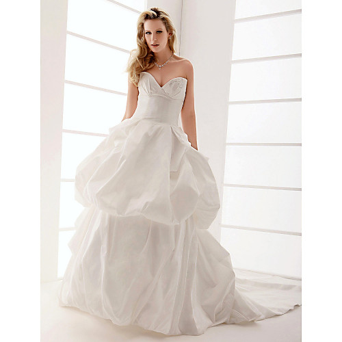 

Ball Gown Dress Sweetheart Neckline Strapless Sleeveless Taffeta with Crystals Ruffles 2021