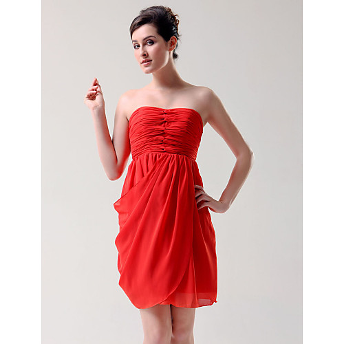 

Sheath / Column Holiday Homecoming Cocktail Party Dress Sweetheart Neckline Strapless Sleeveless Short / Mini Chiffon with Ruched Side Draping 2021