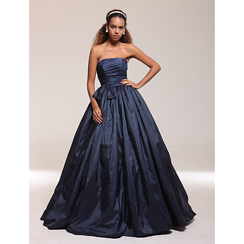 

Ball Gown Quinceanera Prom Formal Evening Dress Strapless Sleeveless Floor Length Taffeta with Bow(s) Pleats Ruched 2021