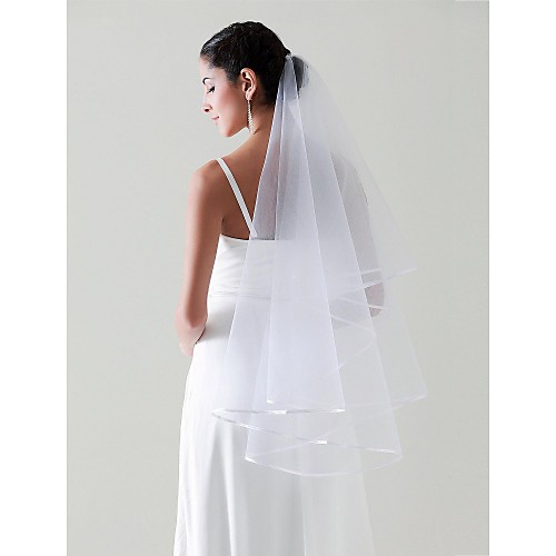 

One-tier Ribbon Edge Wedding Veil Fingertip Veils with 55.12 in (140cm) Tulle A-line / Ball Gown / Princess / Drop Veil