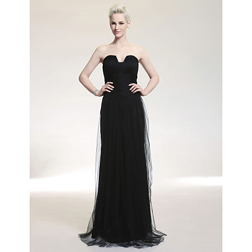 

Sheath / Column Formal Evening Military Ball Dress Strapless Notched Sleeveless Floor Length Chiffon Stretch Satin with Draping Side Draping 2021