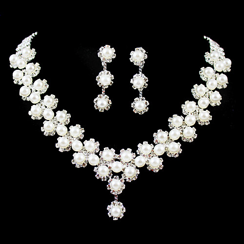 

Women's Clear Jewelry Set Imitation Pearl Silver Earrings Jewelry For Wedding Party Birthday Engagement Gift / Necklace