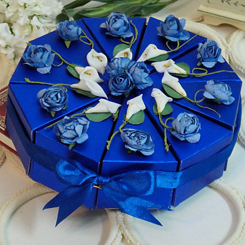 

Card Paper Favor Holder with Ribbons / Flower Favor Boxes - 10