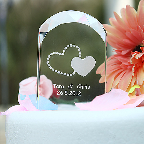 

Cake Topper Garden Theme Hearts Classic Couple Crystal Wedding Anniversary Bridal Shower with Gift Box