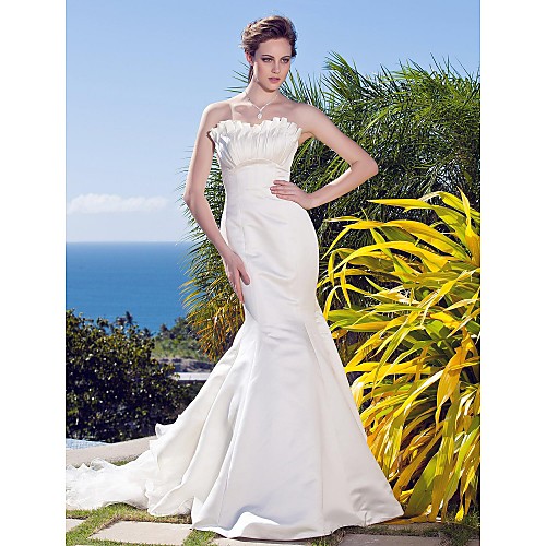 

Mermaid / Trumpet Wedding Dresses Sweetheart Neckline Strapless Sweep / Brush Train Organza Satin Sleeveless with 2021