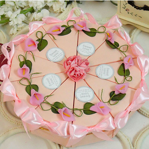 

Round / Square Card Paper Favor Holder with Ribbons / Printing / Flower Favor Boxes - 10