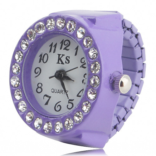 

Women's Ring Watch Wrist Watch Diamond Watch Japanese Quartz Black / White / Pink Imitation Diamond Ladies Sparkle Fashion - Black Purple Pink One Year Battery Life / SSUO SR626SW