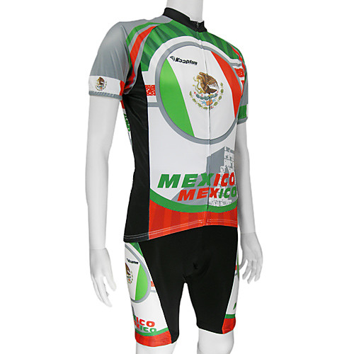 

Malciklo Men's Short Sleeve Cycling Jersey with Shorts Polyester Mexico National Flag Bike Clothing Suit Mountain Bike MTB Road Bike Cycling Breathable Quick Dry Sports Clothing Apparel