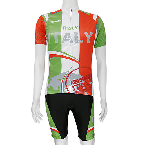 

Malciklo Men's Short Sleeve Cycling Jersey with Bib Shorts Polyester Red / Green Italy National Flag Bike Clothing Suit Mountain Bike MTB Road Bike Cycling Breathable Quick Dry Sports Clothing Apparel