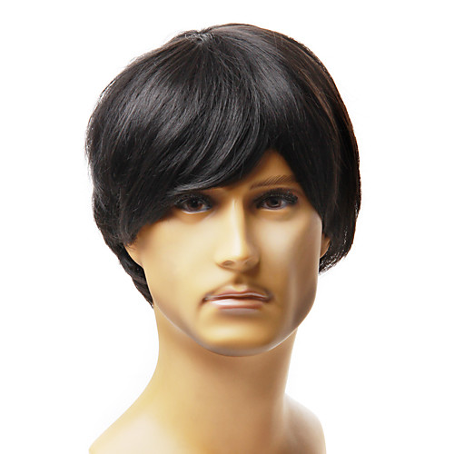 

Capless Fashion Men's Short Black Straight Synthetic Hair Wig
