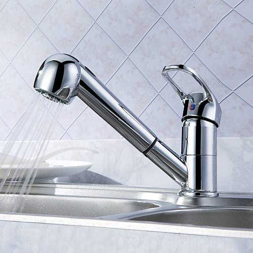 

1279 Sprinkle Kitchen Faucets - Transitional Chrome Pull out / Centerset One Hole / Ceramic Valve / Zinc Alloy