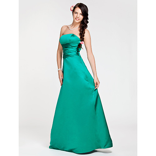 

Princess / A-Line Strapless Floor Length Satin Bridesmaid Dress with Criss Cross