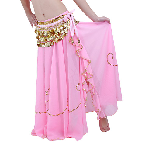 

Belly Dance Skirt Beading Women's Performance Dropped Chiffon