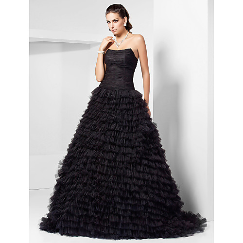 

Ball Gown Inspired by Emmy Vintage Inspired Quinceanera Prom Formal Evening Dress Strapless Court Train Tulle with Ruched 2021