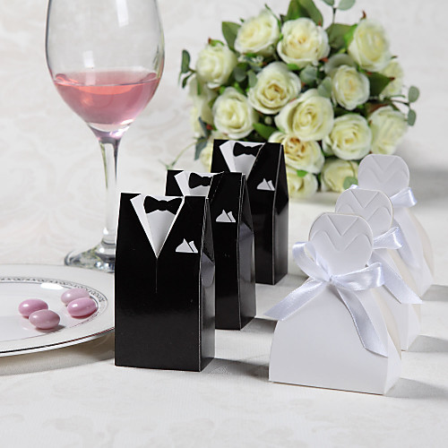 

Card Paper Favor Holder with Ribbons Favor Boxes - 12