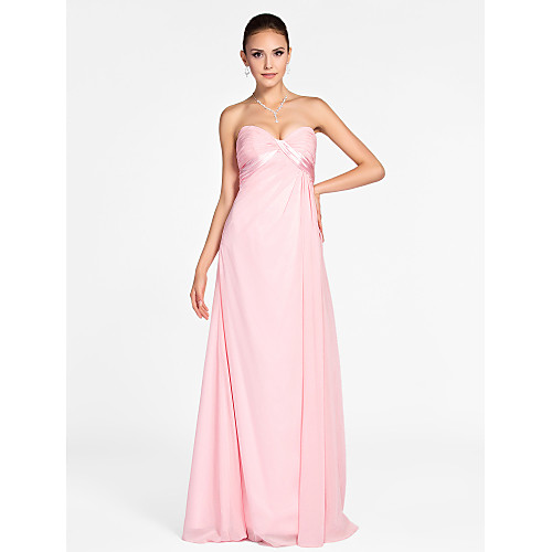 

Princess / A-Line Sweetheart Neckline / Strapless Floor Length Chiffon Bridesmaid Dress with Criss Cross / Draping / Side Draping