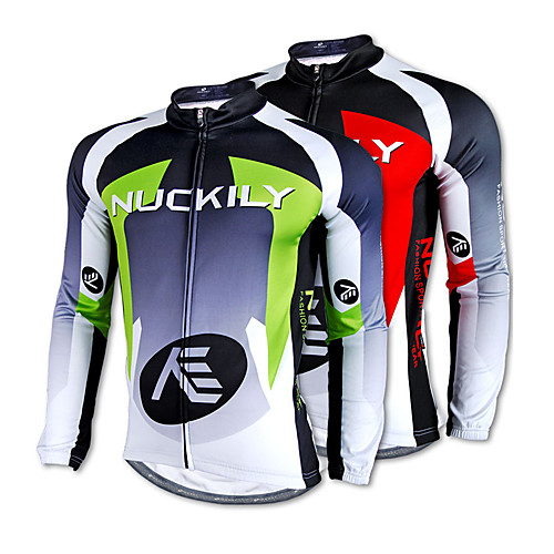 

Nuckily Men's Long Sleeve Cycling Jersey Winter Polyester Red Green Stripes Bike Jersey Top Mountain Bike MTB Road Bike Cycling Thermal Warm Fleece Lining Quick Dry Sports Clothing Apparel / Advanced