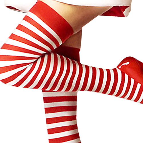 

Socks / Long Stockings Women's Christmas Halloween New Year Festival / Holiday Cotton Red and White Carnival Costumes