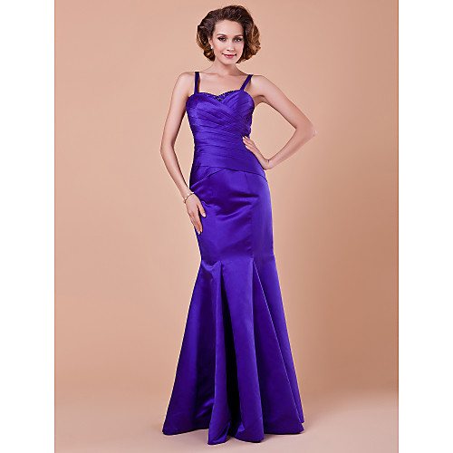 

Mermaid / Trumpet Mother of the Bride Dress Straps Sweetheart Neckline Floor Length Satin Sleeveless with Criss Cross Sequin Draping 2021