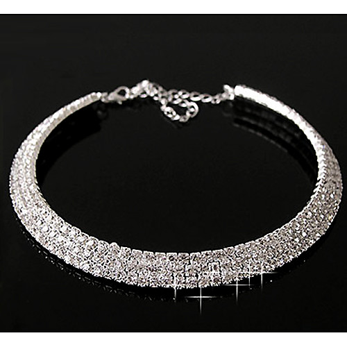 

Synthetic Diamond Layered Necklace Statement Ladies Casual Birthstones Diamond Alloy Screen Color Silver Necklace Jewelry For