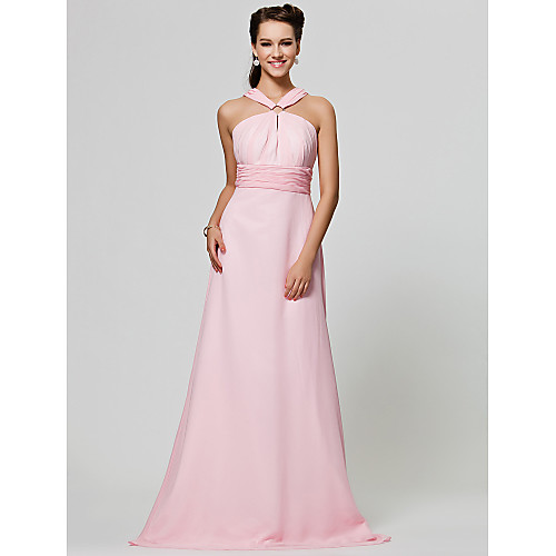 

Princess / A-Line Straps Floor Length Chiffon Bridesmaid Dress with Ruched / Draping