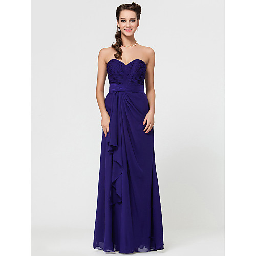 

Sheath / Column Strapless / Sweetheart Neckline / Spaghetti Strap Floor Length Chiffon Bridesmaid Dress with Criss Cross / Open Back