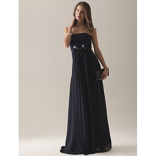 

Empire Strapless Floor-length Chiffon Over Satin Bridesmaid Dress