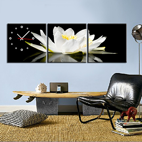 

12-24 Modern Style Floral Canvas Wall Clock 3pcs K162