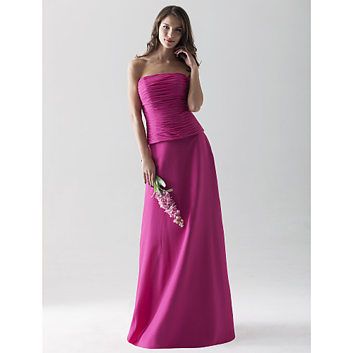 

Sheath / Column Strapless / Straight Neckline Floor Length Chiffon Bridesmaid Dress with Ruched