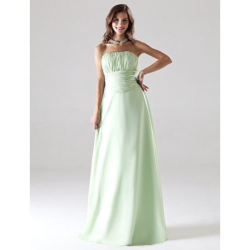 

Ball Gown / A-Line Strapless Floor Length Chiffon Bridesmaid Dress with Ruched / Draping