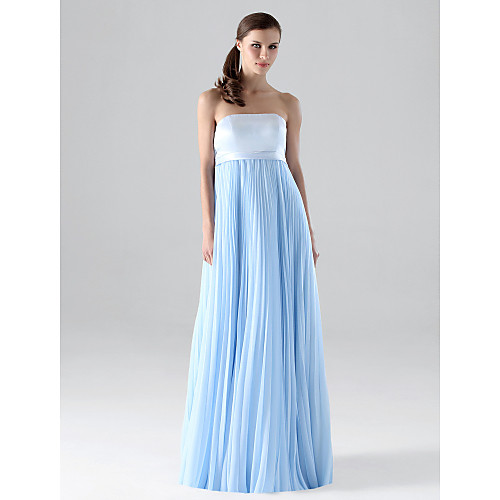 

Sheath / Column Strapless Floor Length Chiffon Bridesmaid Dress with Pleats / Draping