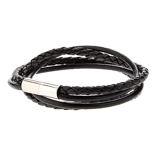 

Men's Wrap Bracelet Leather Bracelet Layered Twisted Cheap Unique Design Basic Fashion Multi Layer Stainless Steel Bracelet Jewelry Black / White / White / Black For Party Daily Casual Sports