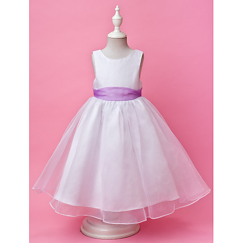 

Princess / A-Line Floor Length Wedding Party Organza / Satin Sleeveless Jewel Neck with Sash / Ribbon / Buttons / Draping / Spring / Fall / Winter