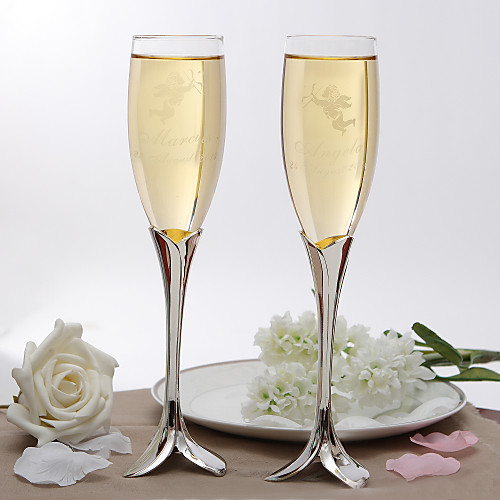 

Personalized Elegant Petal Design Stem Toasting Flutes