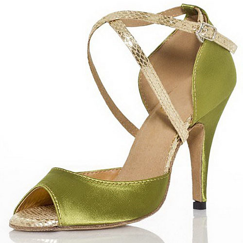 

Women's Latin Shoes Ballroom Shoes Heel Buckle Stiletto Heel Light Green Buckle