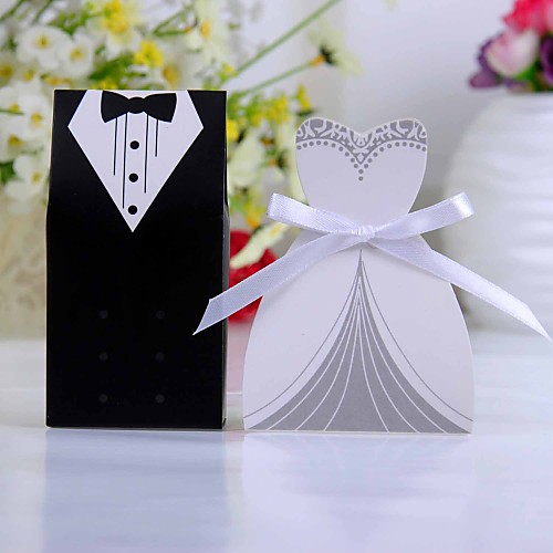 

Creative Card Paper Favor Holder with Ribbons Favor Boxes - 12