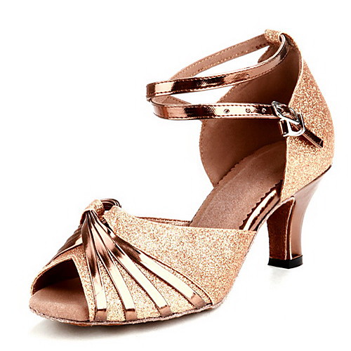 

Women's Latin Shoes Ballroom Shoes Heel Buckle Customized Heel Gold Buckle