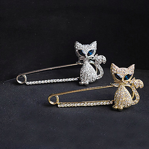 

Crystal Brooches Cat Animal Ladies Luxury Party Casual Fashion Imitation Diamond Brooch Jewelry Gold Silver For Party Special Occasion Birthday Gift Daily