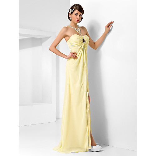 

Ball Gown Beautiful Back Prom Formal Evening Military Ball Dress Sweetheart Neckline Sleeveless Floor Length Chiffon with Beading Draping Side Draping 2021
